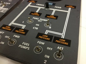 Close up of the fuel panel