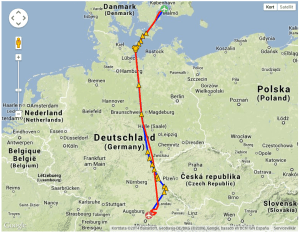 My route from EKCH to EDDM. Shortcuts via ATC clearance.